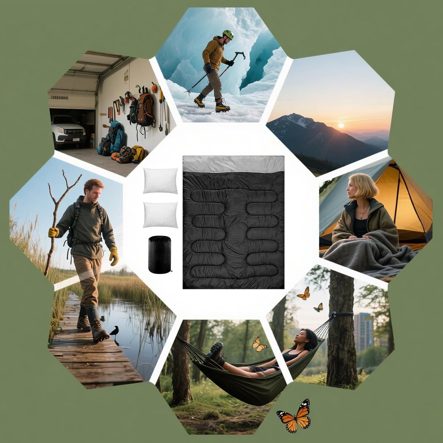 Dfyiq ダブル寝袋 | キャンプ用シュラフ,ハイキング キャンプ 必需品